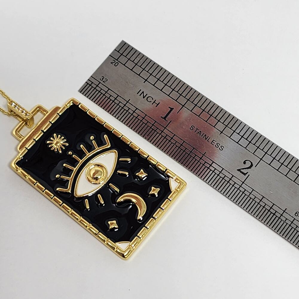 Live By The Moon Evil Eye Tarot Card Necklace - Picture 5 of 9